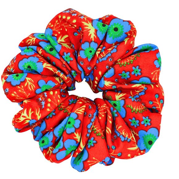 Large Hair Scrunchie Bohemian Floral Print Scrunchie - Picture 1 of 3
